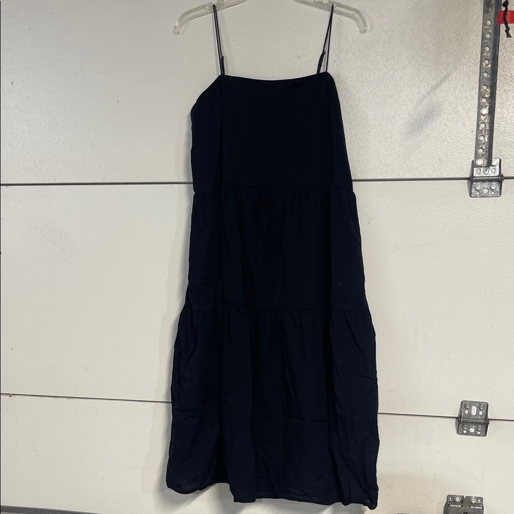 Abercrombie & Fitch black Tiered Midi Slip Dress